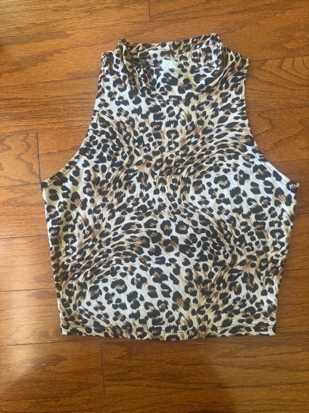 Leopard Print Sleeveless Crop Top - Brown/Black